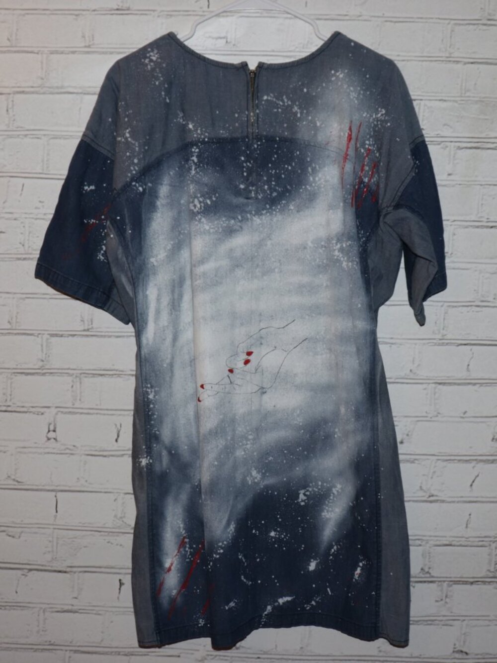 ✨ Life in Progress Custom‑Painted Denim Dress • Size Medium ✨ One‑of‑a‑kind Life